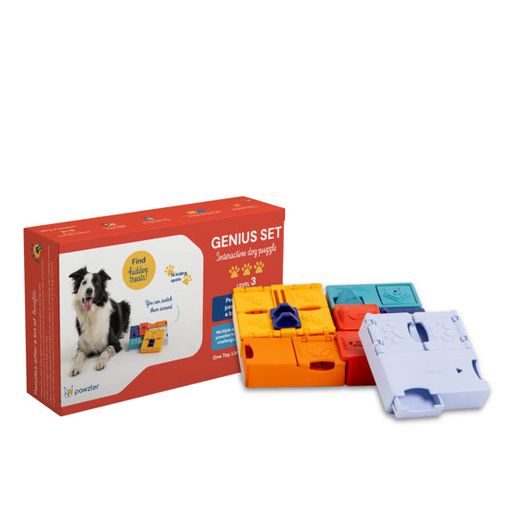 Pawzler Interactive Dog Puzzle Genius Set – Modular Enrichment Toy, 7-Piece Brain Challenge