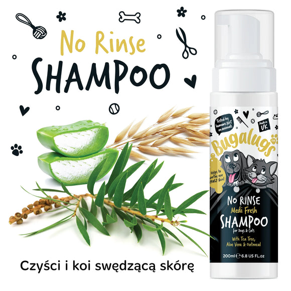 Bugalugs Medi Fresh No-Rinse Soothing Dog Shampoo - 200 ml
