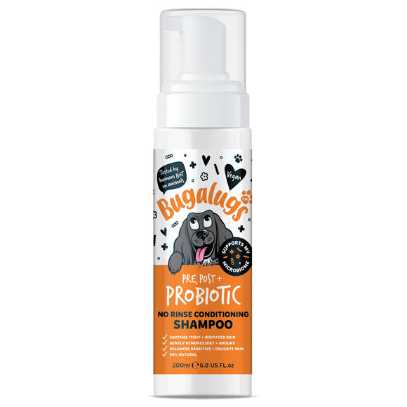 Bugalugs Pre, Post + Probiotic No Rinse Conditioning Dog Shampoo - 200 ml
