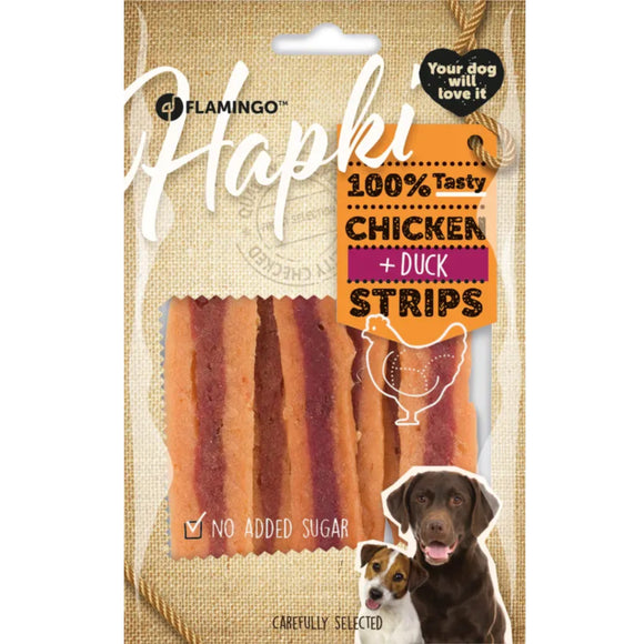 Flamingo Hapki Chicken and Duck Slices 85g – Soft Meaty Treats, High-Protein Recipe