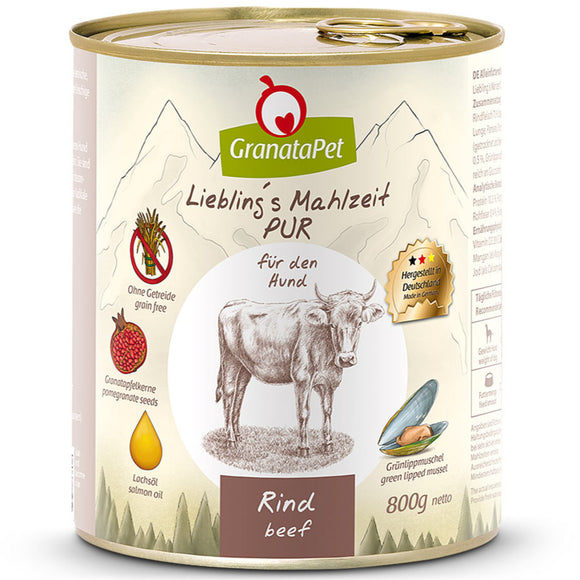 GranataPet Beef Pur Monoprotein Grain-Free Wet Food – Pure Beef, 800g Can