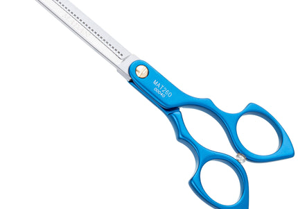 Madan 6.5" Thinning Scissors – Ultra-Light Japanese Steel, Single-Sided, Red Aluminum Handle