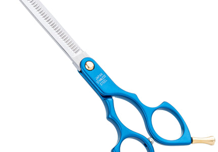 Madan 6.5" Thinning Scissors – Ultra-Light Japanese Steel, Single-Sided, Red Aluminum Handle