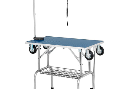 Blovi Trimming Table – Black 95x55cm Tabletop with Wheels, Extension Arm and Storage Basket