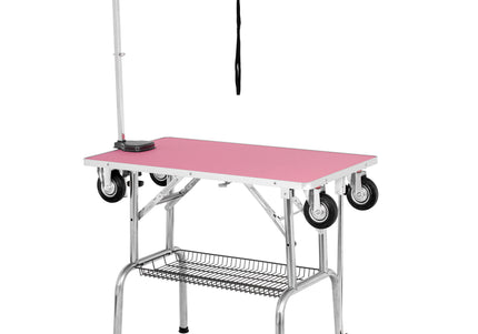 Blovi Trimming Table – Black 95x55cm Tabletop with Wheels, Extension Arm and Storage Basket
