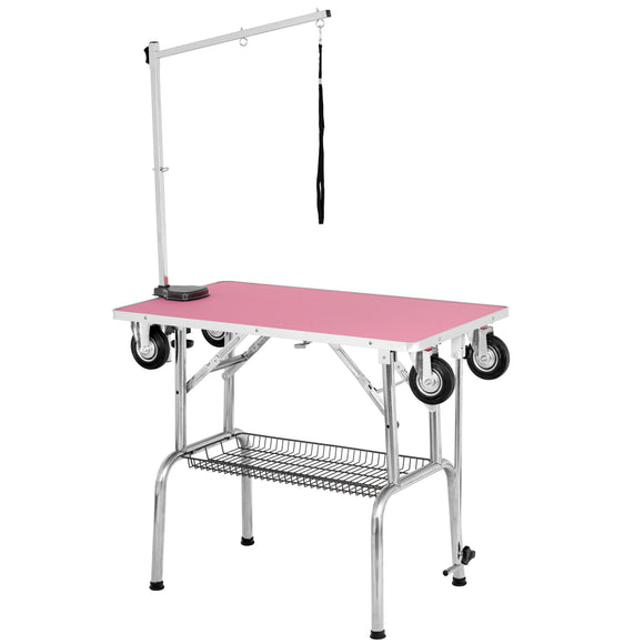 Blovi Trimming Table – Black 95x55cm Tabletop with Wheels, Extension Arm and Storage Basket