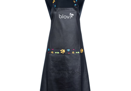 Blovi Paw Strap Grooming Apron – Black Universal Apron with Paw Design, Comfortable Fit