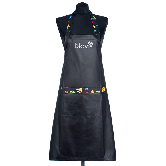 Blovi Paw Strap Grooming Apron – Black Universal Apron with Paw Design, Comfortable Fit