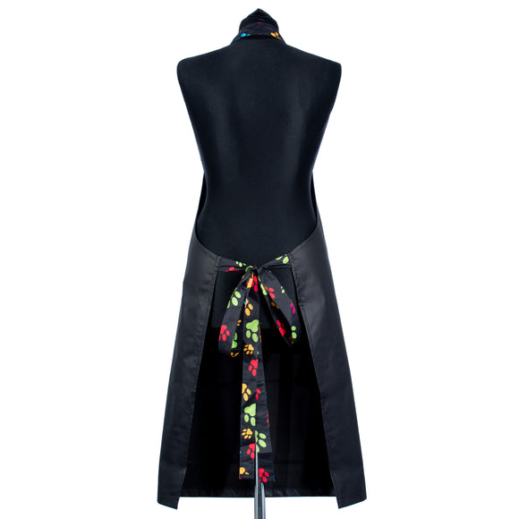 Blovi Paw Strap Grooming Apron – Black Universal Apron with Paw Design, Comfortable Fit