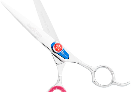 Kenchii Five Star Offset Grooming Scissors – 9 Inch Straight Blade, Ergonomic Design