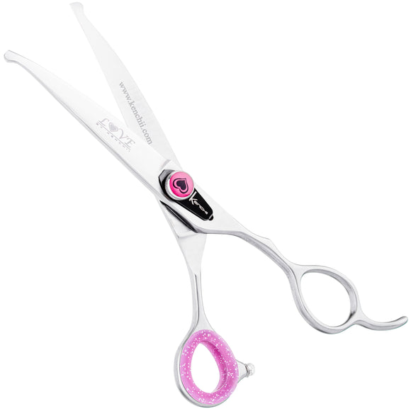 Kenchii Love Curved Safety Scissors 6.5" – Ergonomic Handle, Precision Grooming Tool