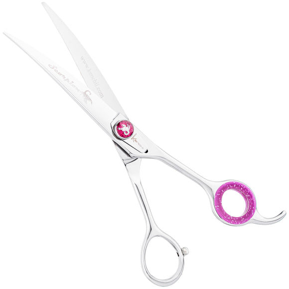 Kenchii Scorpion Curved Grooming Scissors – 9 Inch, Ergonomic Handle, Professional Precision