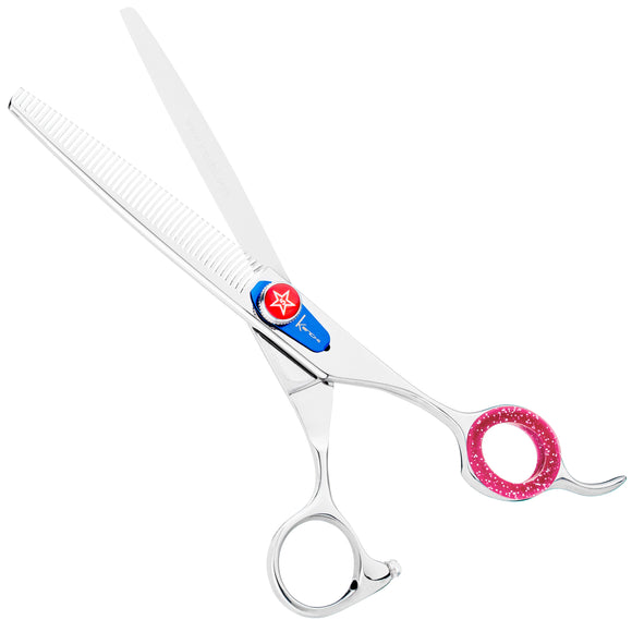 Kenchii Five Star Offset Blenders 6.5" – Single-Sided Thinning Shears with 46 Micro-Grind Teeth