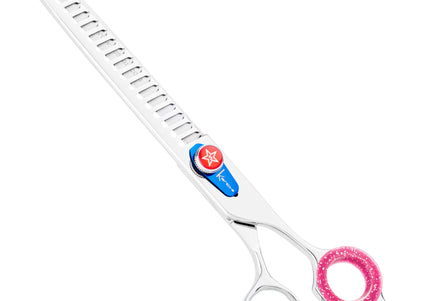 Kenchii Five Star Offset Chunkers 7.5 Inch – Single-Sided Thinning Shears with 21 Teeth, Ergonomic Design