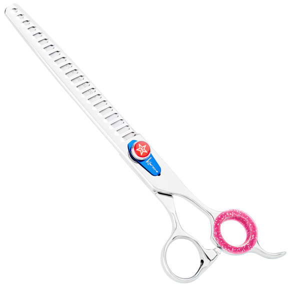 Kenchii Five Star Offset Chunkers 7.5 Inch – Single-Sided Thinning Shears with 21 Teeth, Ergonomic Design