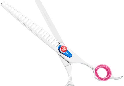 Kenchii Five Star Offset Chunkers 7.5 Inch – Single-Sided Thinning Shears with 21 Teeth, Ergonomic Design