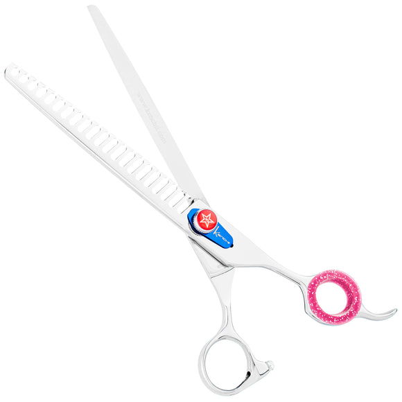 Kenchii Five Star Offset Chunkers 7.5 Inch – Single-Sided Thinning Shears with 21 Teeth, Ergonomic Design