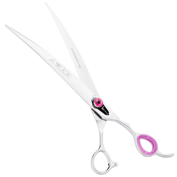 Kenchii Love Curved Grooming Scissors – 9 Inch, Ergonomic Handle, Professional Precision
