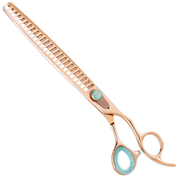 Kenchii Rose Chunkers 8" – Rose Gold Thinning Grooming Scissors, 25 Teeth, Premium Finish
