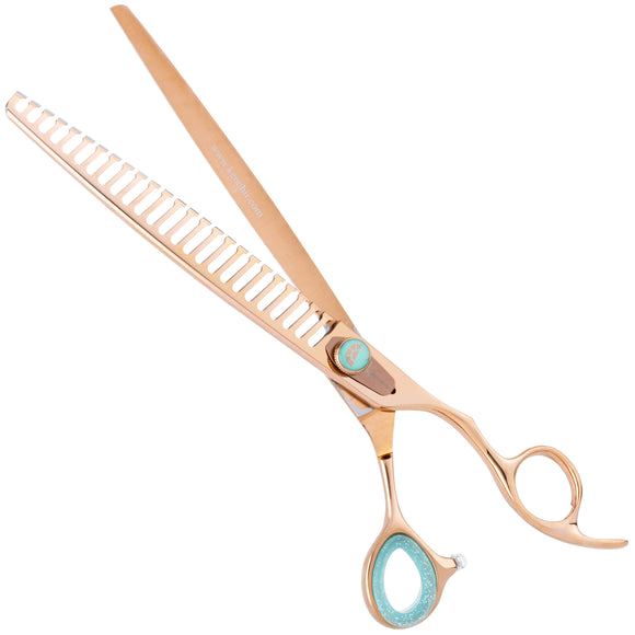 Kenchii Rose Chunkers 8" – Rose Gold Thinning Grooming Scissors, 25 Teeth, Premium Finish