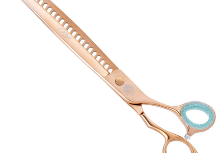 Kenchii Rose Chunkers 8" – Rose Gold Thinning Grooming Scissors, 25 Teeth, Premium Finish