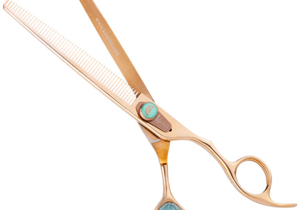 Kenchii Rose Blenders 7.5in – Rose Gold Thinning Shears with 54 Micro-Grind Teeth, Premium Finish