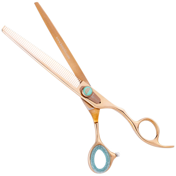 Kenchii Rose Blenders 7.5in – Rose Gold Thinning Shears with 54 Micro-Grind Teeth, Premium Finish
