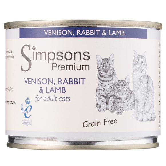 Simpsons Premium Cat Venison, Rabbit & Lamb – Grain-Free Wet Food, 200g, Limited-Time Offer