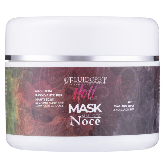 FluidoPet Holi Line Mask Mallo di Noce – Revitalizing Mask for Black and Dark Coats, 100ml