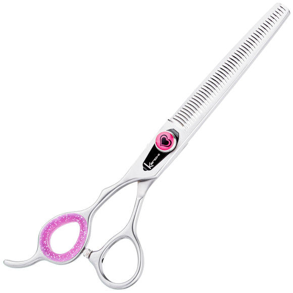 Kenchii Love Left Blenders 7" – Left-Handed Thinning Shears with 46 Micro-Grind Teeth, Ergonomic Design