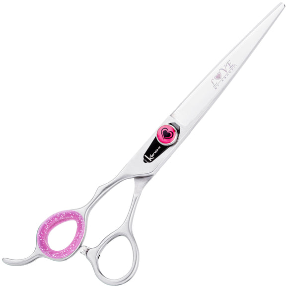 Kenchii Love Lefty Straight Scissors – 7" Professional Left-Handed Grooming Shears with Ergonomic Handle