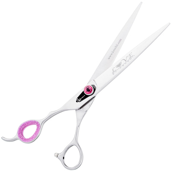 Kenchii Love Lefty Straight Scissors – 7" Professional Left-Handed Grooming Shears with Ergonomic Handle