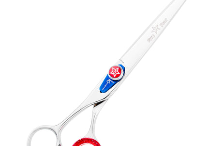 Kenchii Five Star Left Offset Scissors – 8" Straight Left-Handed Grooming Shears, Ergonomic Design