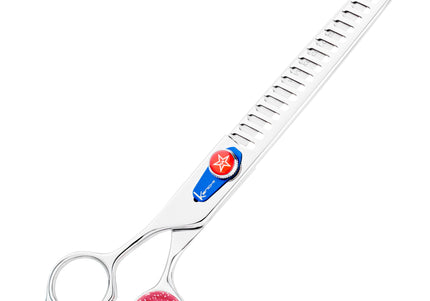 Kenchii Five Star Offset Left Chunkers 7.5in – Left-Handed Thinning Shears with 21 Teeth, Ergonomic Design