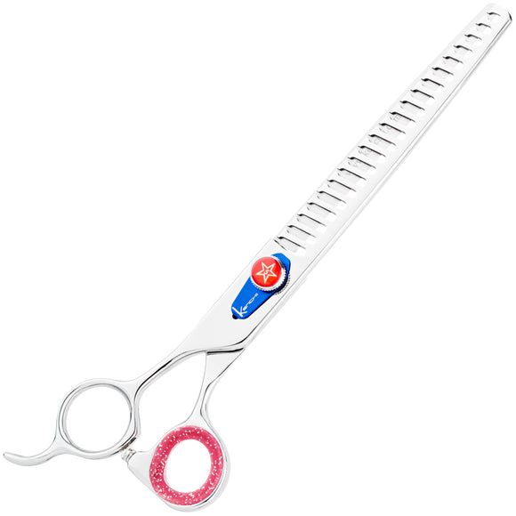 Kenchii Five Star Offset Left Chunkers 7.5in – Left-Handed Thinning Shears with 21 Teeth, Ergonomic Design