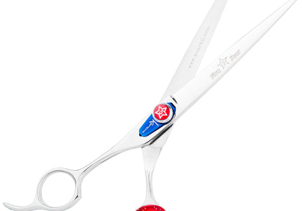 Kenchii Five Star Left Offset Scissors – 8" Straight Left-Handed Grooming Shears, Ergonomic Design