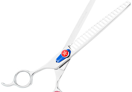 Kenchii Five Star Offset Left Chunkers 7.5in – Left-Handed Thinning Shears with 21 Teeth, Ergonomic Design