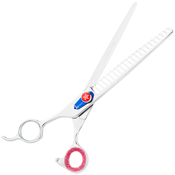 Kenchii Five Star Offset Left Chunkers 7.5in – Left-Handed Thinning Shears with 21 Teeth, Ergonomic Design