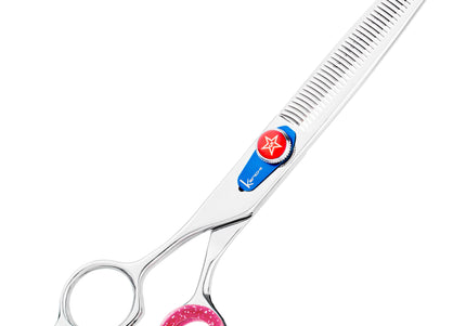 Kenchii Five Star Offset Left Blenders 6.5" – Left-Handed Thinning Shears with 46 Micro-Grind Teeth