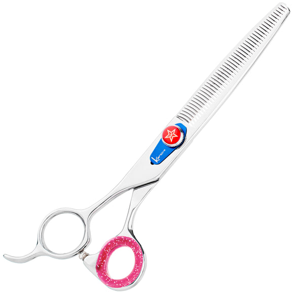 Kenchii Five Star Offset Left Blenders 6.5" – Left-Handed Thinning Shears with 46 Micro-Grind Teeth