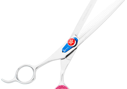 Kenchii Five Star Offset Left Blenders 6.5" – Left-Handed Thinning Shears with 46 Micro-Grind Teeth