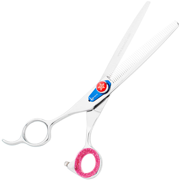 Kenchii Five Star Offset Left Blenders 6.5" – Left-Handed Thinning Shears with 46 Micro-Grind Teeth