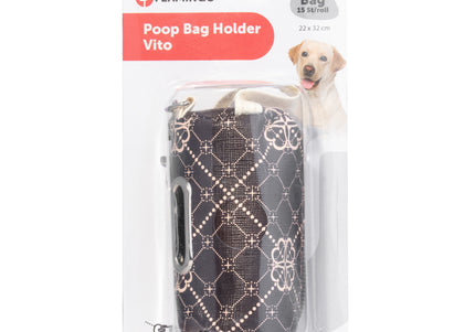 Flamingo Vito Poop Bag Holder Brown – Chic Dispenser with Starter Roll, Stylish and Practical