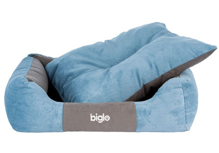 Biglo Gordon Blue Elegant Dog Bed – High-Quality Embossed Fabric, Small Size