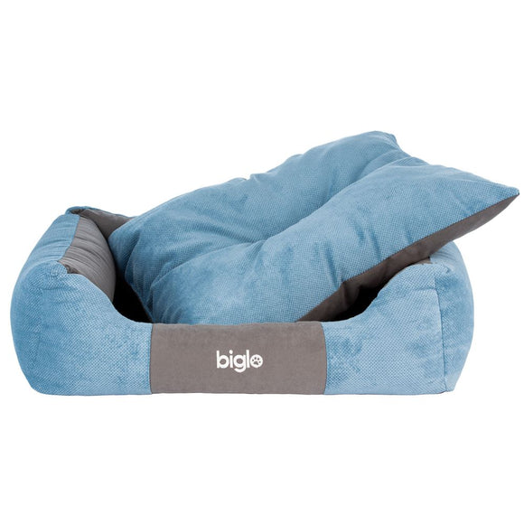 Biglo Gordon Blue Elegant Dog Bed – High-Quality Embossed Fabric, Small Size
