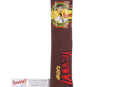 Yeowww! Cigar Cat Toy Brown 16cm – Organic Catnip-Filled Plush, Durable Fun Design