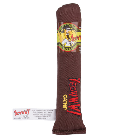 Yeowww! Cigar Cat Toy Brown 16cm – Organic Catnip-Filled Plush, Durable Fun Design