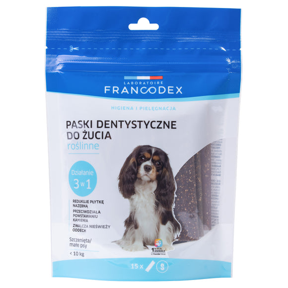 Francodex Dental Chews – 15 Piece Pack, Tartar-Reducing Treats with Breath Freshening Action