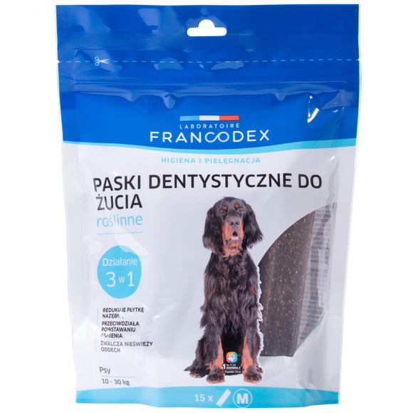 Francodex Dental Chews – Medium Size, 15 Pack, Removes Tartar and Freshens Breath