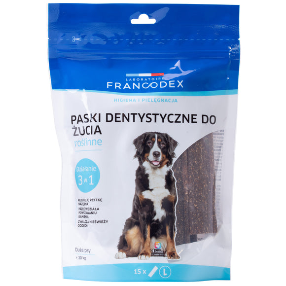 Francodex Dental Chews – Large Size, 15 Pack, Removes Tartar and Freshens Breath